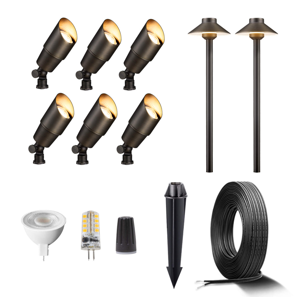 antique bronze spotlights and path lights