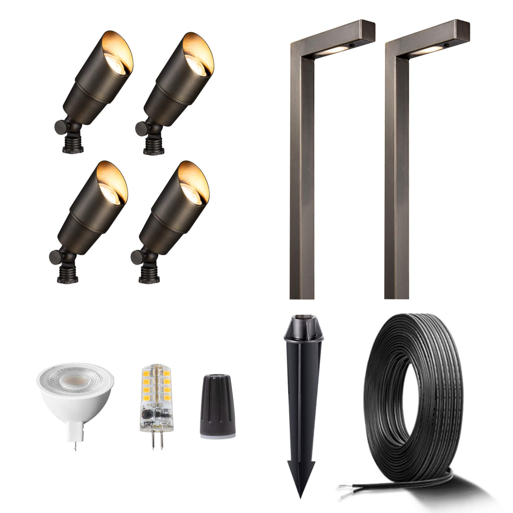 antique bronze spotlights and path lights