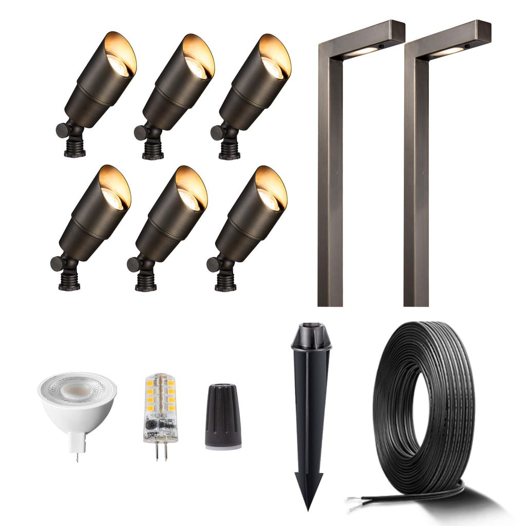antique bronze spotlights and path lights
