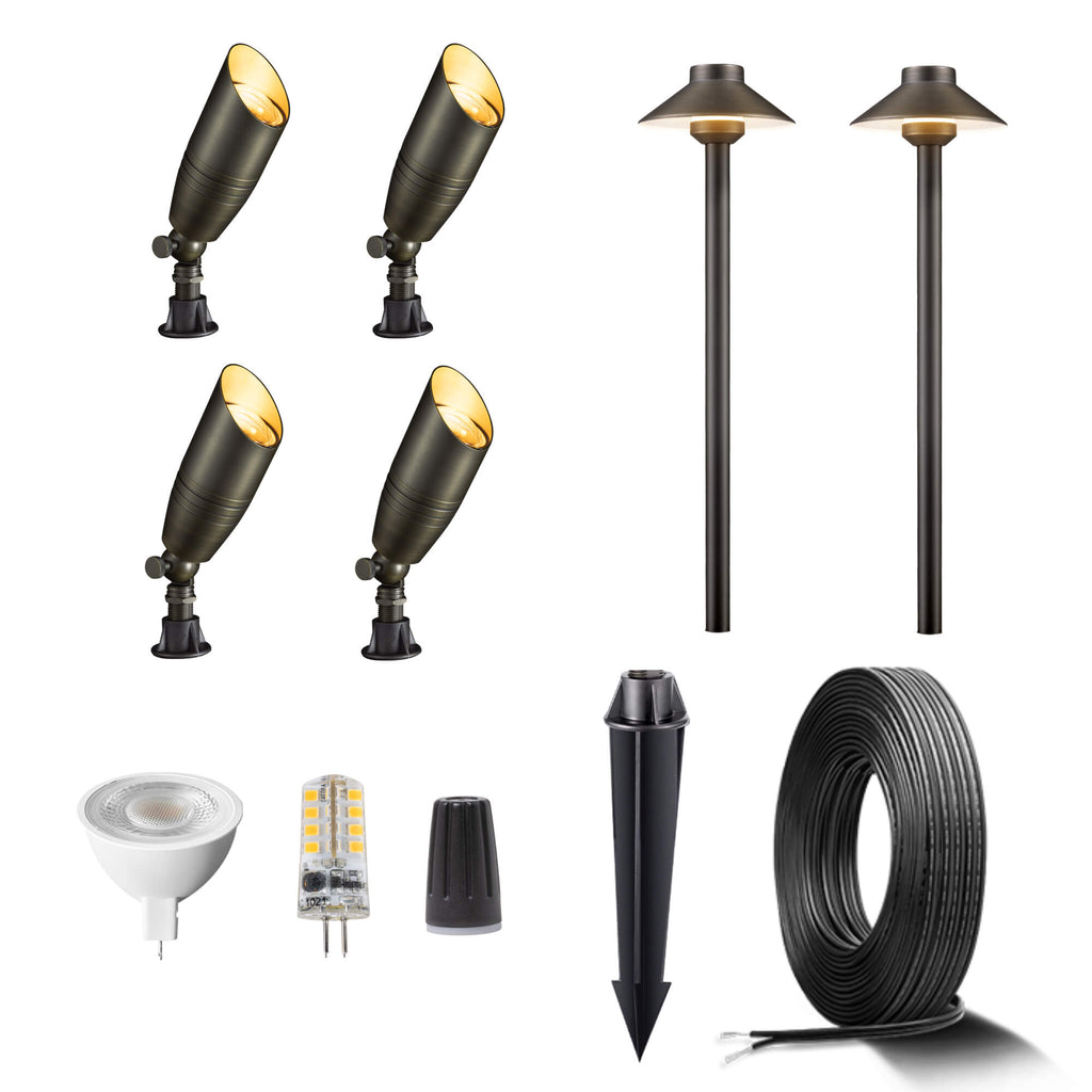 antique bronze spotlights and path lights