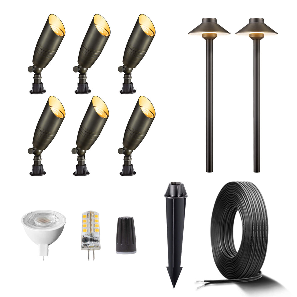 antique bronze spotlights and path lights