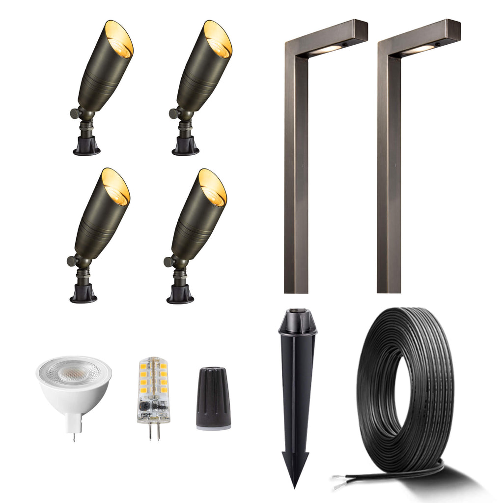 antique bronze low voltage landscape lighting kits with transformer