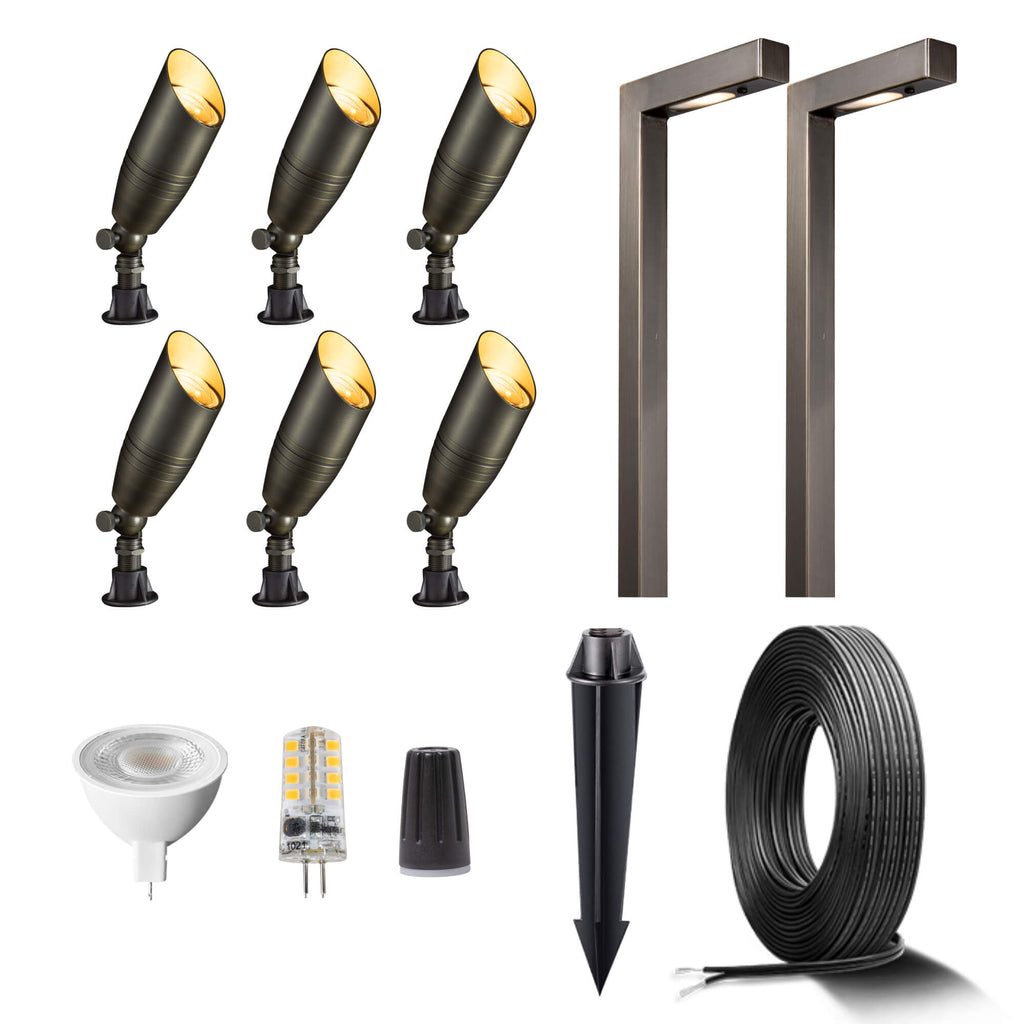 antique bronze spotlights and path lights