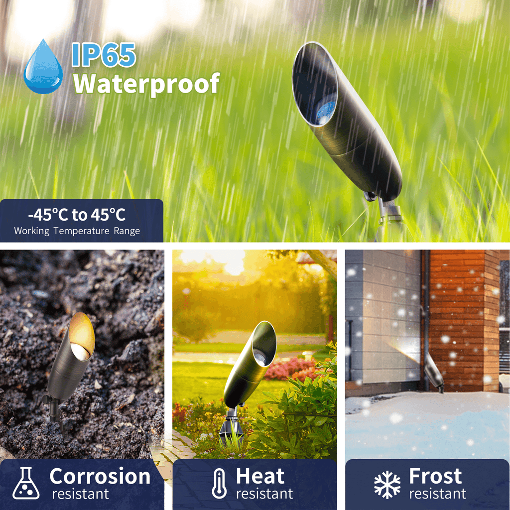 1p65 waterproof outdoor brass long shroud spotlight