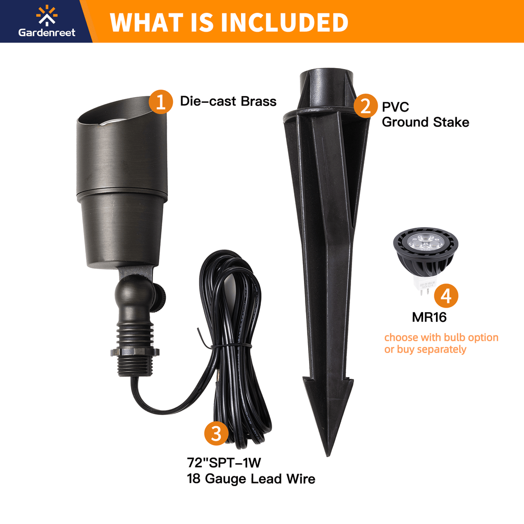die-cast brass pvc mr16 spotlight