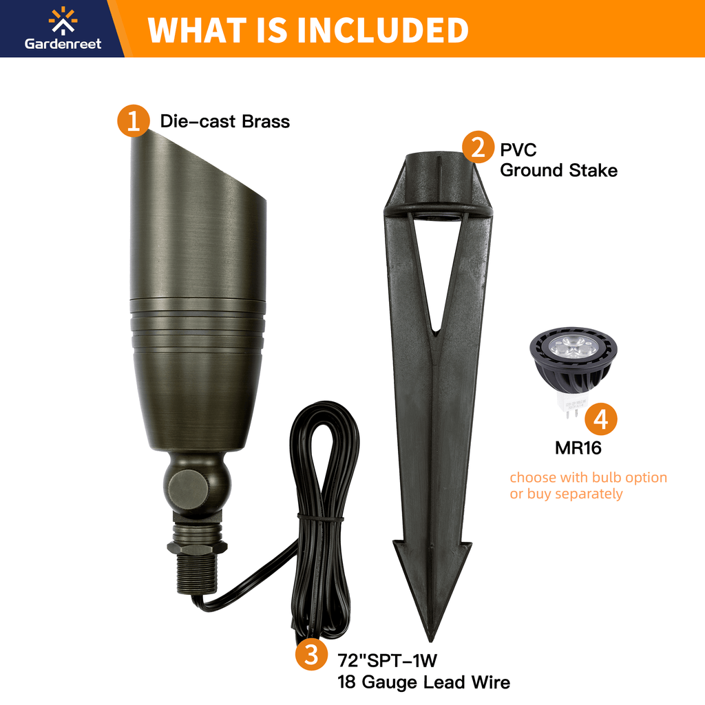 landscape spotlight with mr16 bulb pvc gauge lead wire
