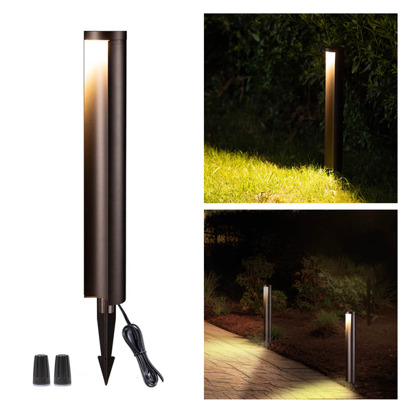 2-Pack Outdoor Solar Floor Lights With Planters - Bronze Decorative Post Lamps For Garden Pathway